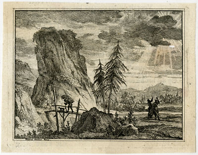 Antiker Druck-EMBLEM-PACK-BRIDGE-DUNKLE WOLKEN-SONNE-Spinneker-Vinne-1757