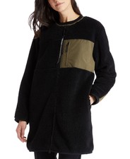 Timberland Womens Colorblocked Long Fleece Jacket Size:small:color:black