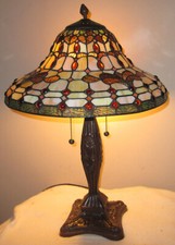 Tiffany Style Lamp Jeweled Table Dual Bulb Bedside Desk Reading Light