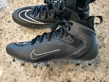 Nike Mens 12 Alpha Huarache 8 Elite Lacrosse LAX Black Gray Cleats CW4440-011