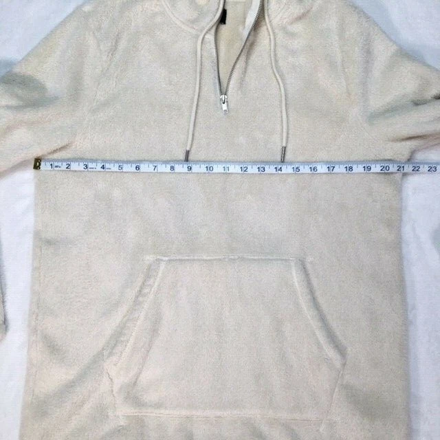 OFF WHITE Felpa uomo Pacsun fuzzy morbida felpa con cappuccio 1 4 zip pullover beige avorio felpa media