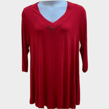 Larace 3X Tunic Dress Red Bracelet Length Sleeves Plus Size Stretch