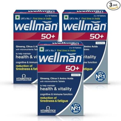 3 X  Wellman 50+ Multivitamin Tablets for Men Support Health & Vitality 30Tabs