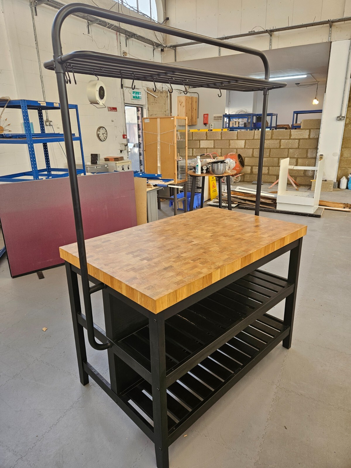 Ikea vadholma kitchen island with rack black oak with rack eBay