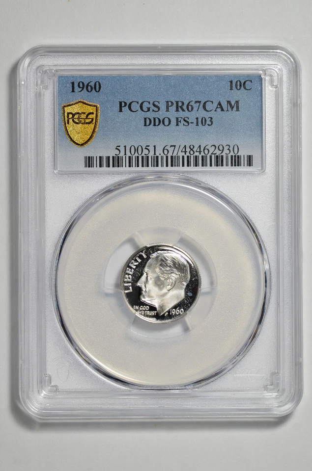 1960 10C Silver Roosevelt Dime PCGS PR 67 CAM DDO FS-103 - Image 2 of 3