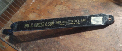 Antique Advertising Tool Pry Bar New Oxford PA. Wm. Kohler , Lumber Coal Tile