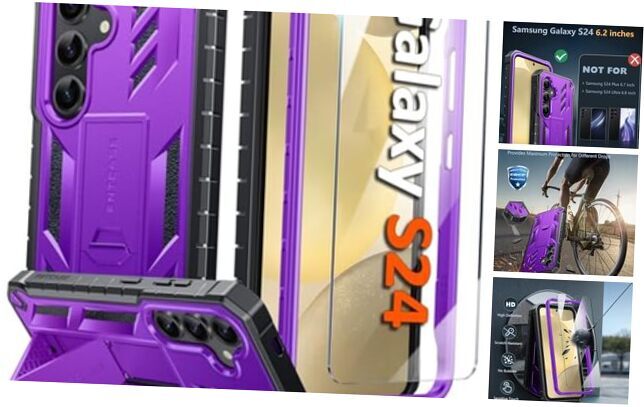 for Samsung Galaxy S24 Case: Military Grade Shockproof Protective Phone Purple