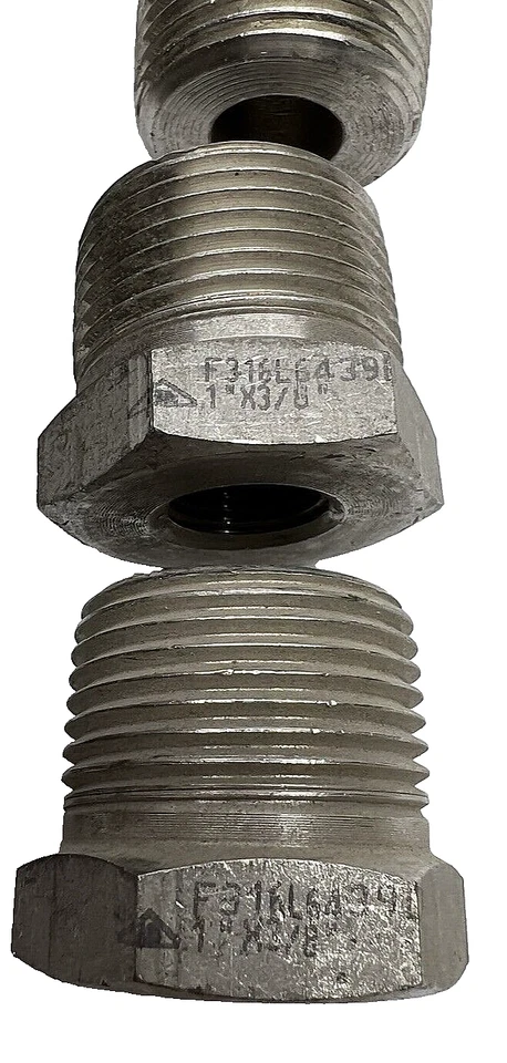 (Pack of 11) NPT F316L6439 Hex Bushing, 304 Stainless Steel 1" x 3/8" - Image 2 of 4