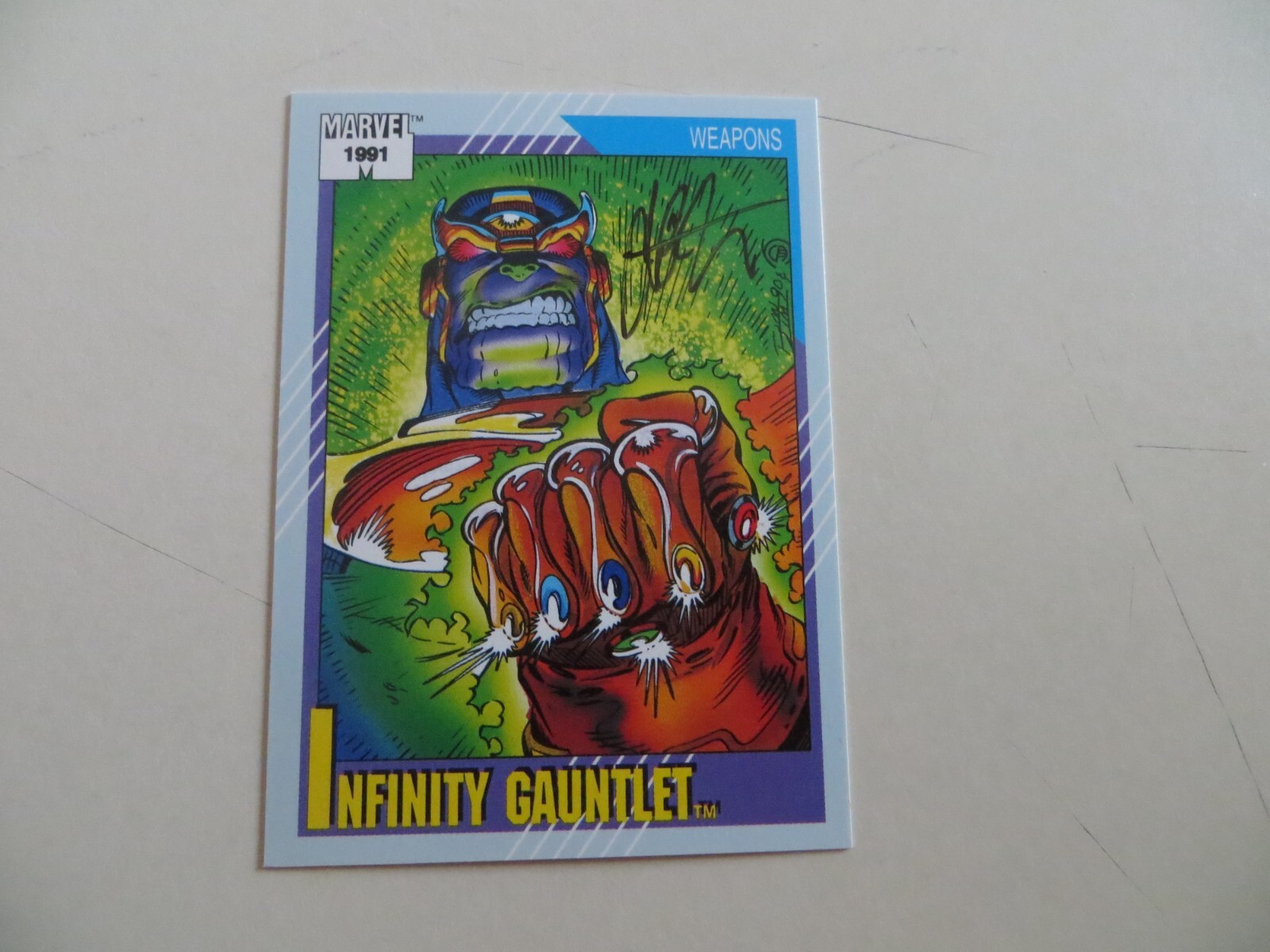1991 MARVEL UNIVERSE I1 THANOS CARD # 134 SIGNED CREATOR JIM STARLIN ...