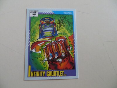 1991 MARVEL UNIVERSE I1 THANOS CARD # 134 SIGNED CREATOR JIM STARLIN ...