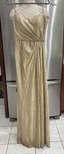 Hayley Paige special occasion METALLIC GOLD dress gown SIZE AROUND 4 WAS ALTERED