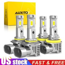 4Pc AUXITO 9005 H11 LED Bulbs Headlight High Low Beam Combo Kit Bright Plug&Play