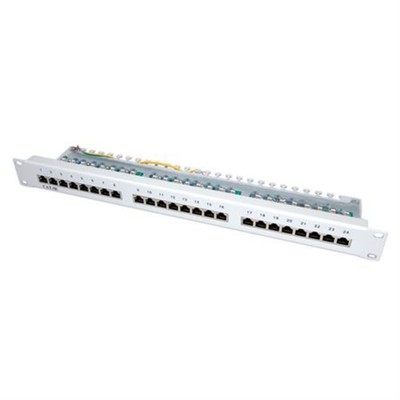 VALUE Netzwerk Patch Panel Hellgrau 24 Ports Cat5e geschirmt 19'' Metall