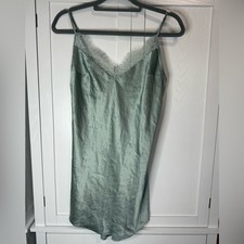 NWT Victoria's Secret Sage Green Lace Satin Slip Dress Medium Y2K Lingerie