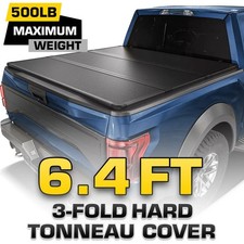 For 2009-2026 Dodge Ram 1500 6.4ft Bed Tri-fold Hard Tonneau Cover Waterproof