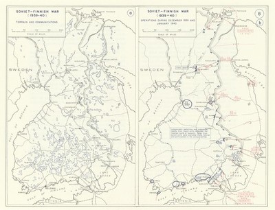 2. Weltkrieg. Sowjetisch-Finnischer Winterkrieg Dez 1939-Jan 1940. Gelände 1959 alte Karte