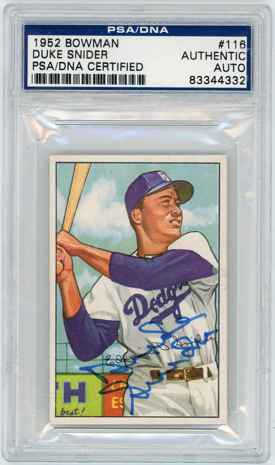 Duke Snider 1952 PSA A Auto A 