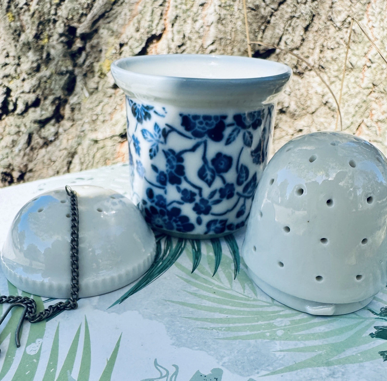 Vintage Porcelain Ball Tea Infuser acorn - ceramic 2" high
