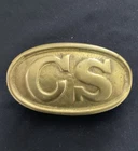 Vintage CS Confederate Style Belt Buckle Plate 1960 Marked Reproduction Brass