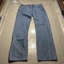 Levis 501 Jeans Mens 36x34 33.5 Blue Straight Regular Button Fly