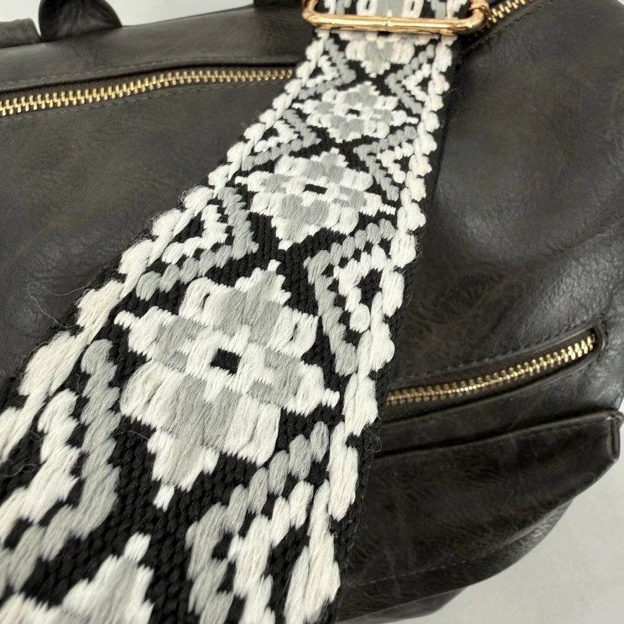 Convertible Backpack Purse Boho Vegan Leather Bag with Woven Strap - Image 4 of 4
