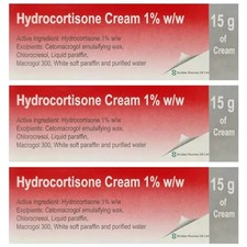 3x Hydrocortisone Cream 1% Inflammation, Skin Bites, Irritated Itchy Skin -15g
