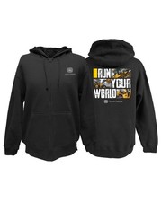John Deere Men's Full Zip Hoodie Run Your World Graphic Sweatshirt XL Black