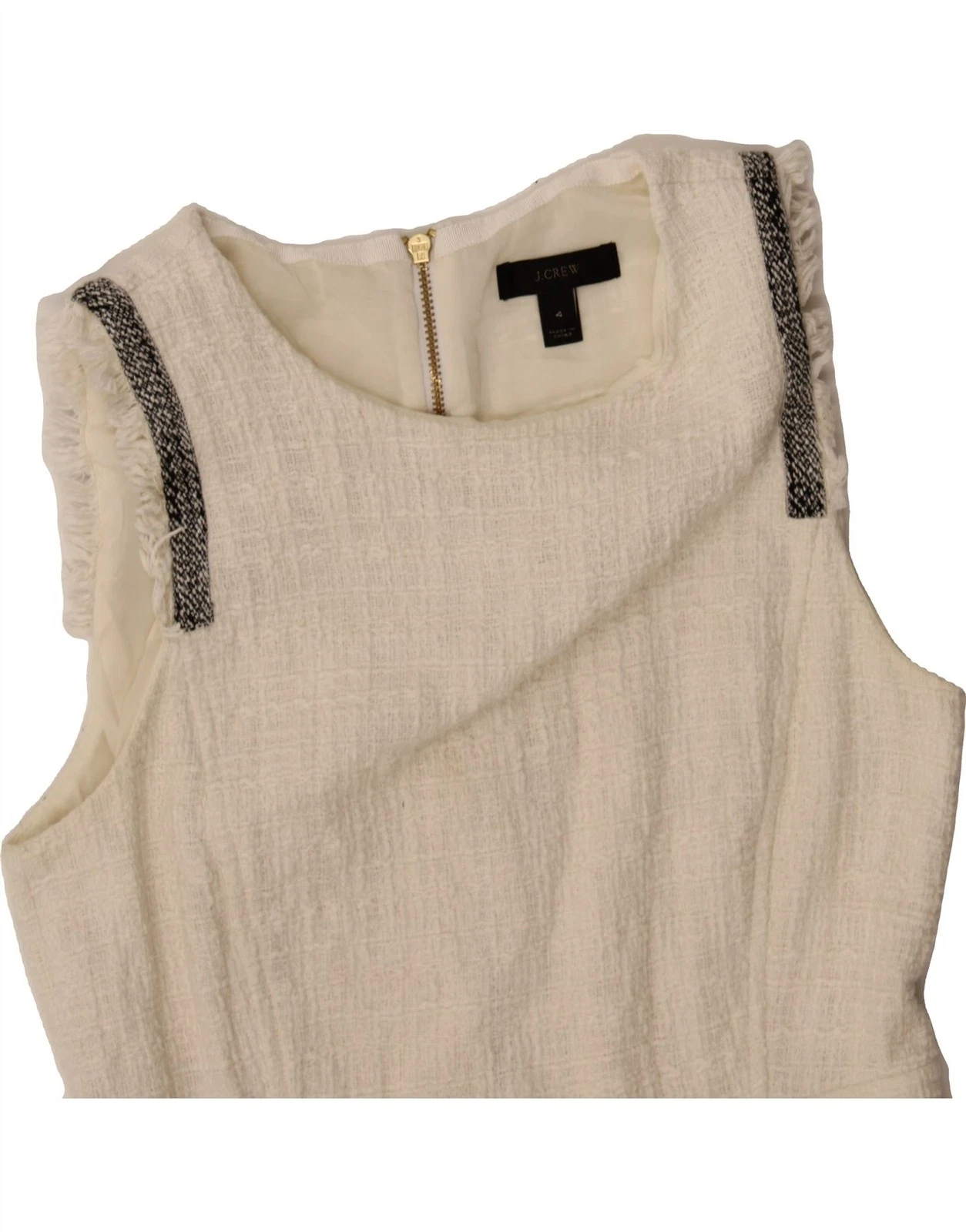 OFF WHITE J. Abito tubino donna senza maniche Crew US 4 piccolo bianco sporco cotone CQ24