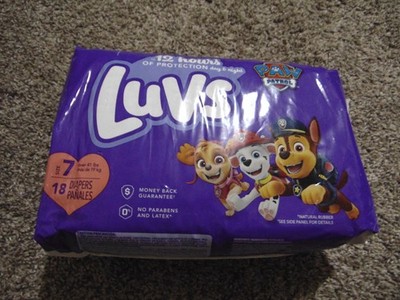 Rare Luvs Size 7 Diapers W Nickelodeon Paw Patrol Dogs 18 Count Sealed Package