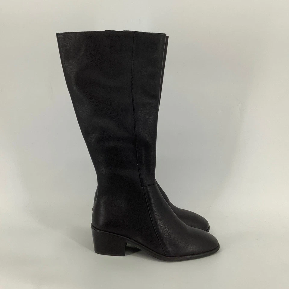 Naot Talla 38 Negro Cuero Suave Regalo Botas Hasta la Rodilla Tacón Bloque Cremallera Lateral P30-13 Foto 3 de 4