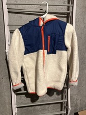 Boys Gap Kids Zip-Up Pocket Sherpa Jacket White Navy Blue Size Large 10