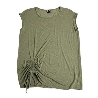 H by Bordeaux Top Womens S Green Ruched Sleeveless Oversized Boxy Chic Casual
