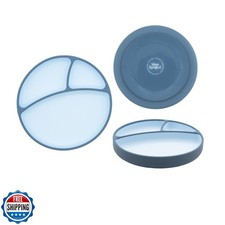 WeeSprout Silicone Suction Plate - Two-Tone Baby Plate with Suction Cup - Sec