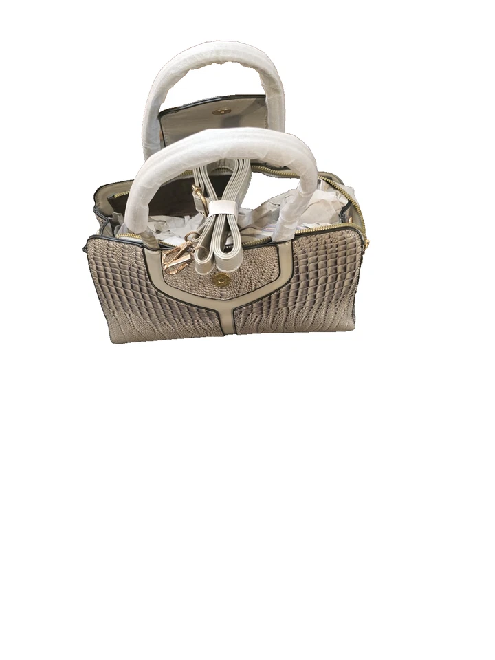 Increíble Color Mujeres Bolso de Hombro Cocodrilo Imitación Cuero Gris Asa Superior AHORA Foto 4 de 4