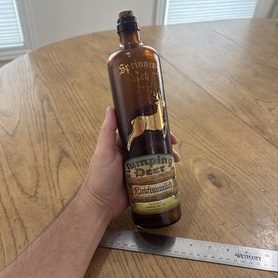 Vintage 1970 SPRINGEN REK JUMPING DEER GERMANY Glass Wine Bottle Empty