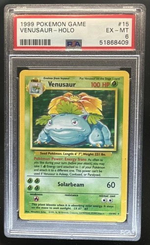 1999 Pokemon Game Venusaur Holo Rare #15/102 PSA 6 EX-MT