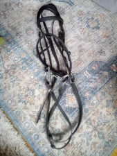 Black Wintec English Bridle with Multi Jointed Bit and Rubber Reins Full Horse