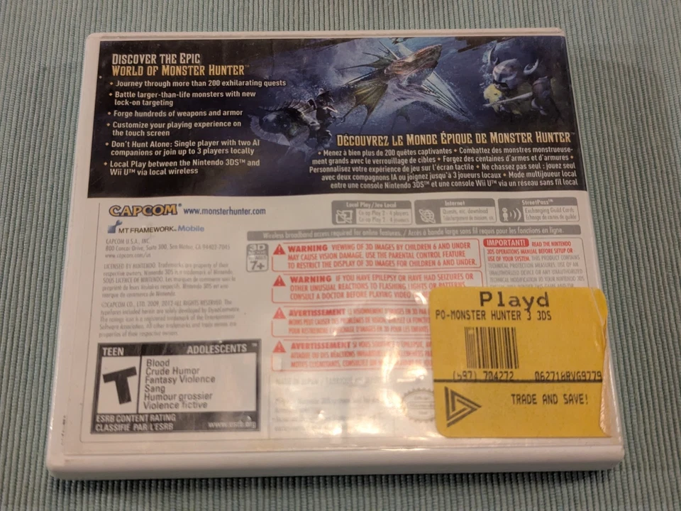 Monster Hunter 3 Ultimate - Nintendo 3DS - Complete in Box CIB - Image 2 of 4