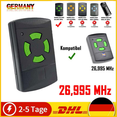 Für Hörmann Ersatz Handsender HSM 4 mit 26,975 MHz HSM4 Funk Fernbedienung CE