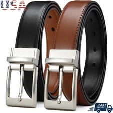 Reversible Leather Belt Men Adjustable Genuine Leather Classic Dress Belt New