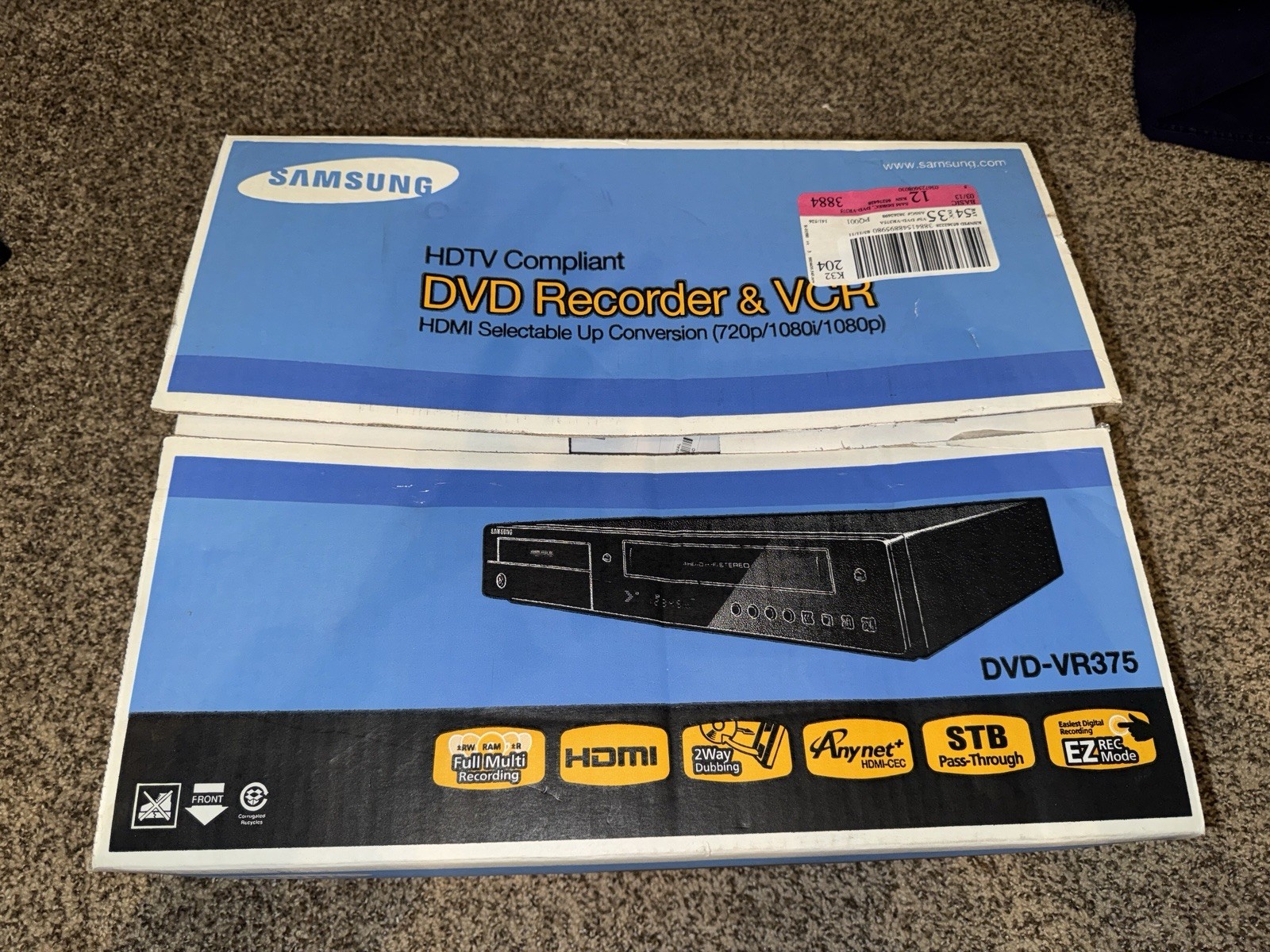New Samsung DVD-VR375 HDMI DVD Recorder & VCR Combo Player open box