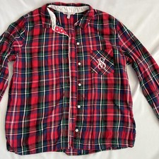 Victoria Secret Womens Flannel Sleep Shirt Plaid Pajama Red Medium