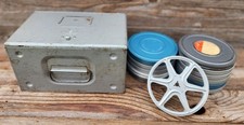 Vintage Brumberger Metal 8mm Film Storage Case 12 Film Reels & 11 Film Canisters