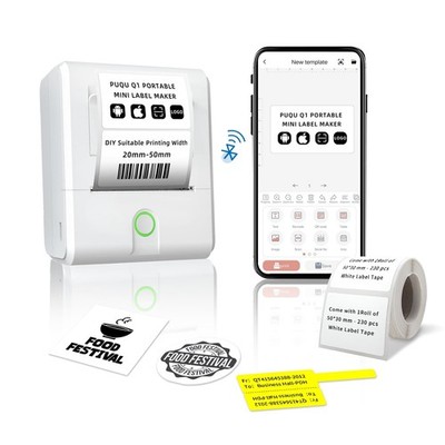 PUQU Q1 Label Maker Machine with 40x30mm Tape, All Free APP with 1000 Icons a...