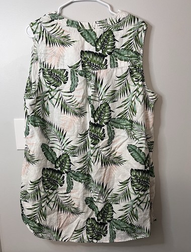 C+C California Women’s Sleeveless Button Down 100% Linen Tropical Top Size 2XL - Picture 3 of 3