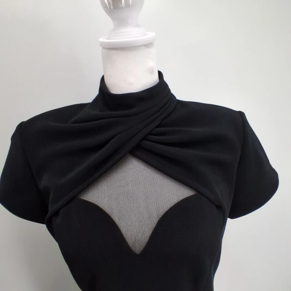 Vestido de noite vintage anos 90 veludo preto veludo maxi formal bodycon médio - Imagem 4 de 4