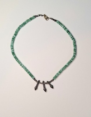 Vntg Native American Santo Domingo Pueblo Necklace STERLING SILVER& HEISHI BEADS