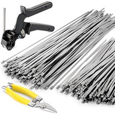Cable Tie Gun Kit, Specialized Tool For Tightening And Cutting Stainless Stee...