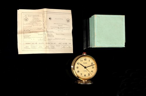 Sowjetische Vintage Mechanische Uhr SLAVA Tischuhr UdSSR - Bild 4 von 8