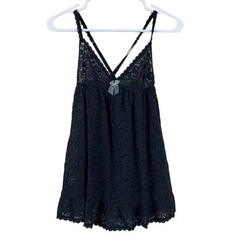 UNDERCOVER Victoria’s Secret Y2K Sexy Babydoll Nero Pizzo Mini Abito Stravagante Taglia Media